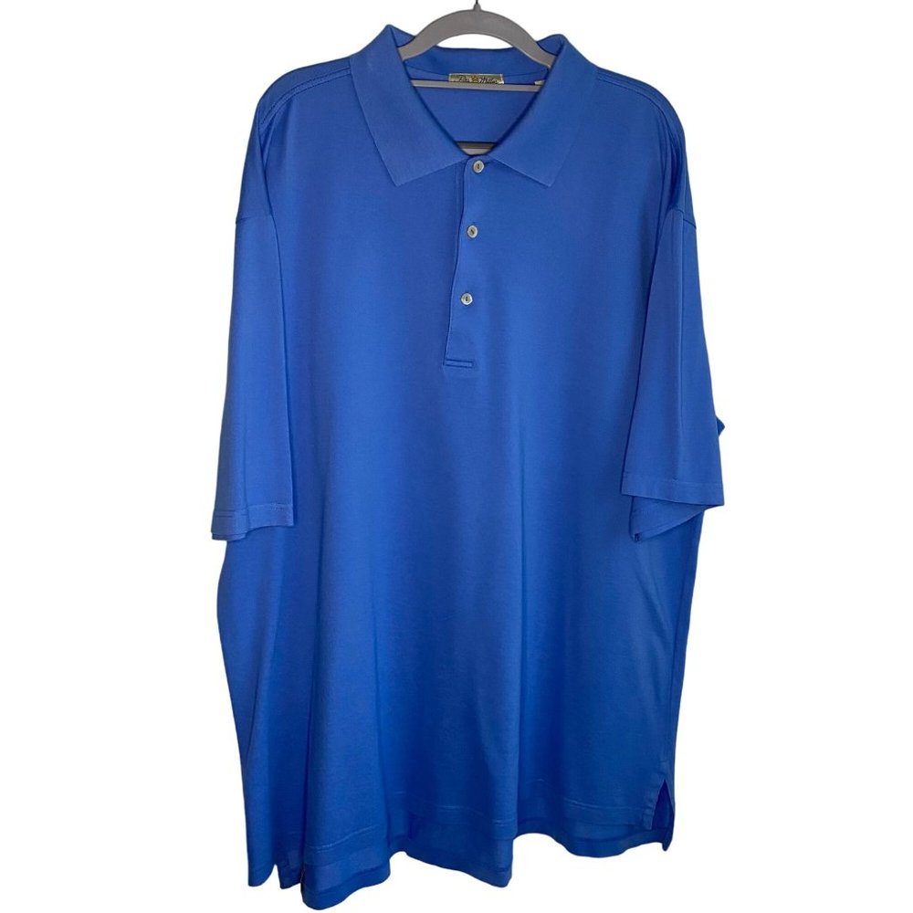 Peter Millar Polo Shirt Golf Casual Blue Short Sleeve SizeXL Mens